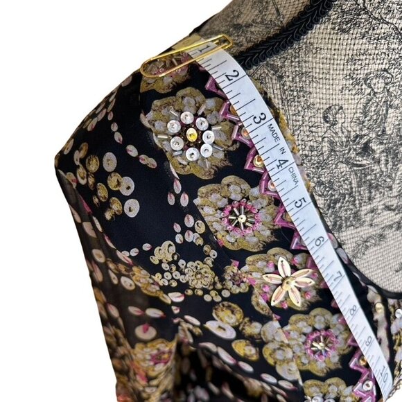 VTG Diane Von Furstenberg Women Floral Silk Dress Bell Sleeve Sequins Beads Sz 6 - Picture 10 of 13